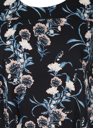 Katoenen jurk met korte mouwen en print, Black Flower, Packshot image number 2
