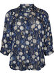 Blouse met patroon, opstaande kraag en 3/4-mouwen, Blauw, Packshot image number 0