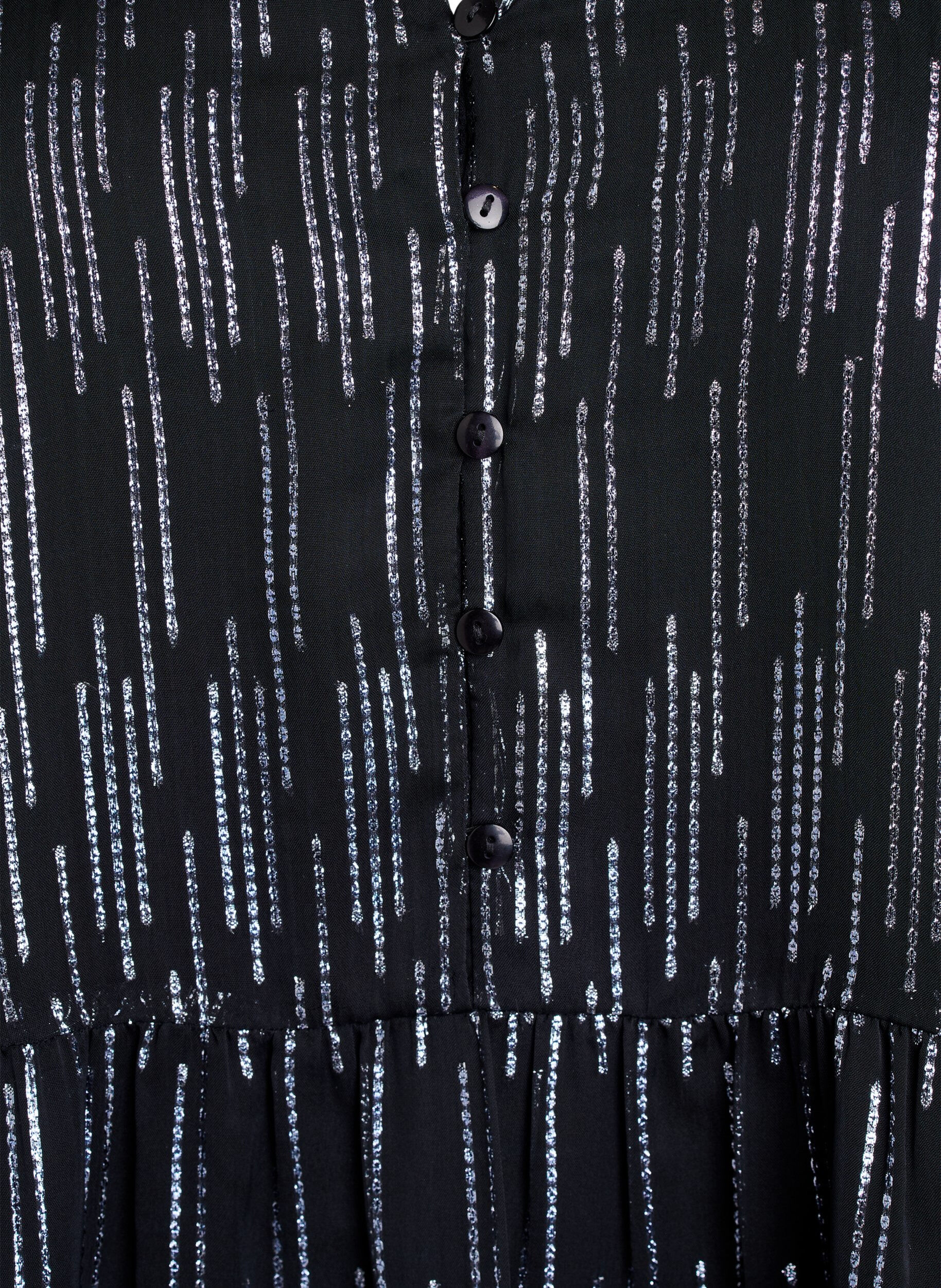 Zizzi Korte feestjurk met glitterpatroon, Zwart, Packshot image number 2