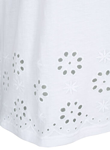 T-shirt in katoen met anglaise borduurwerk, Bright White, Packshot image number 3