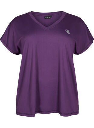 Los trainings-T-shirt met v-hals, Purple Pennant, Packshot image number 0