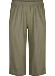 Broek van 7/8 katoenmix met linnen, Deep Lichen Green