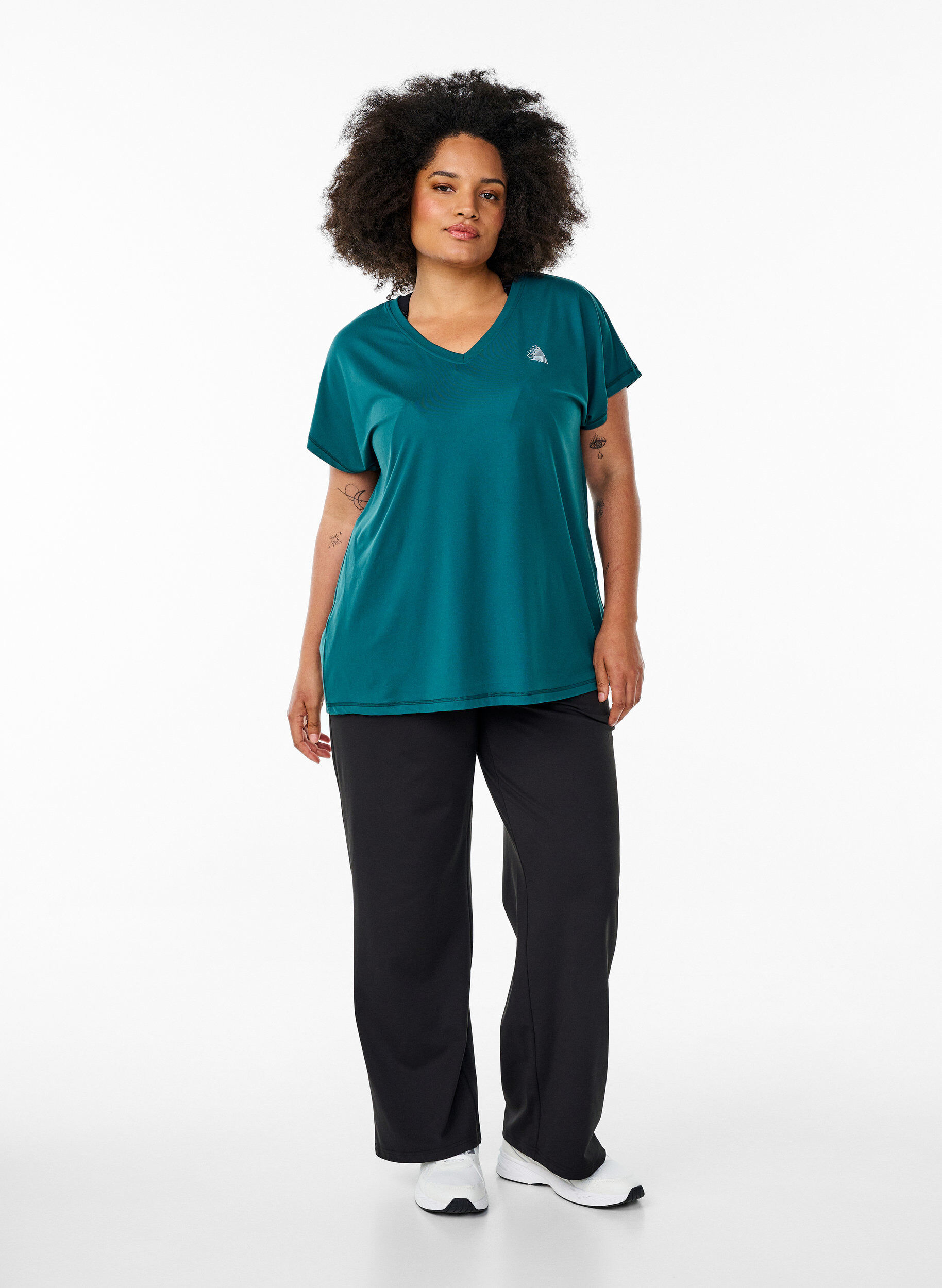 ZizziLosvallend sport T-shirt met V-hals, Groen, Model image number 1
