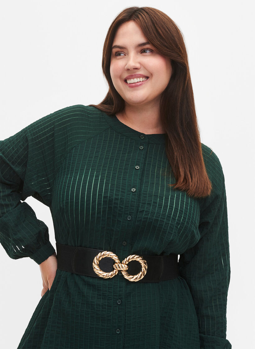 Rekbare tailleband met goudkleurige gesp, Black, Model image number 0