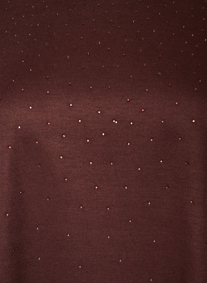 T-shirt met strass-steentjes en ronde hals, Bruin, Packshot image number 2
