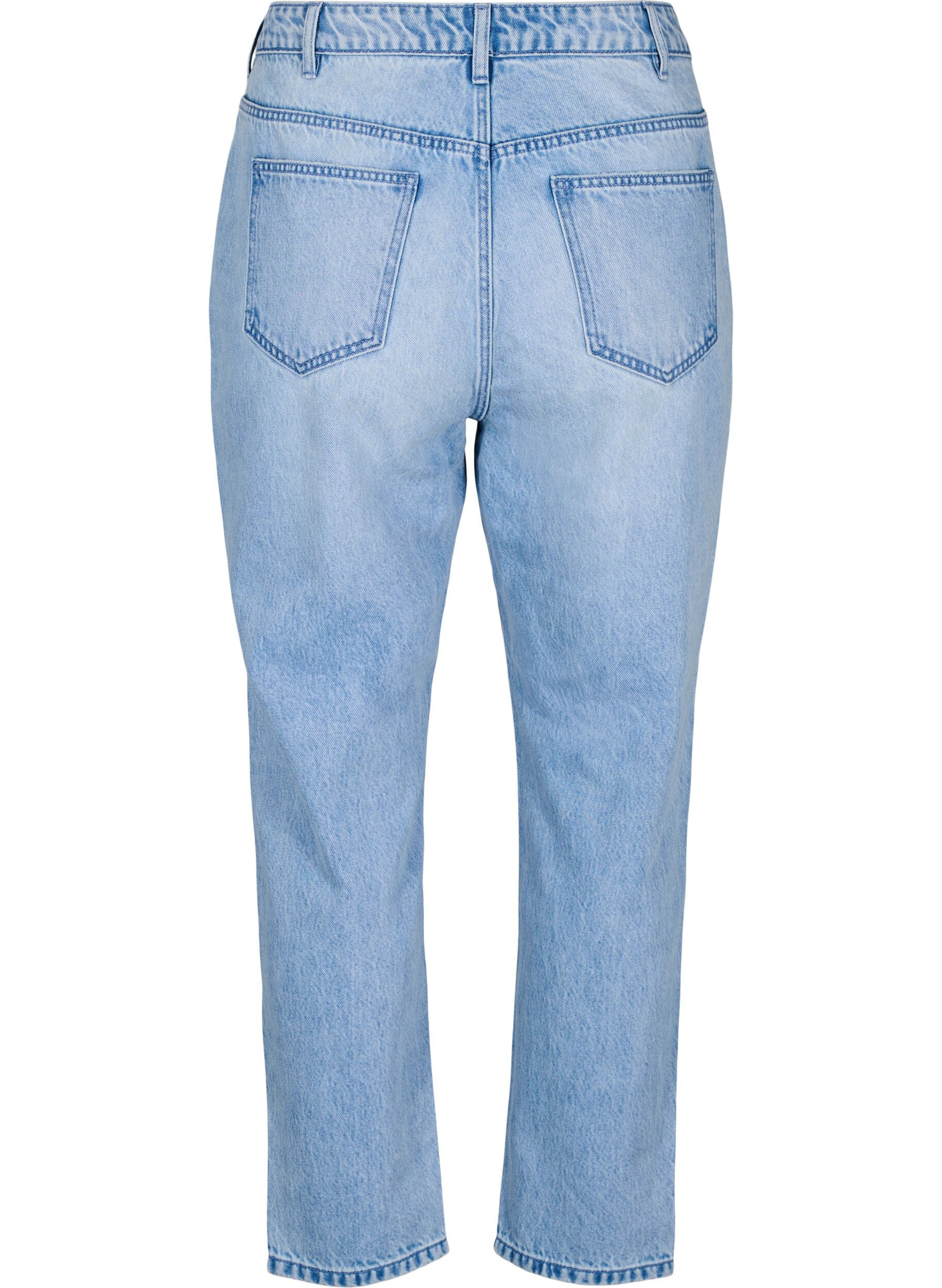 Zizzi Mille Mom fit jeans met distressed details, Light Blue Denim, Packshot image number 1