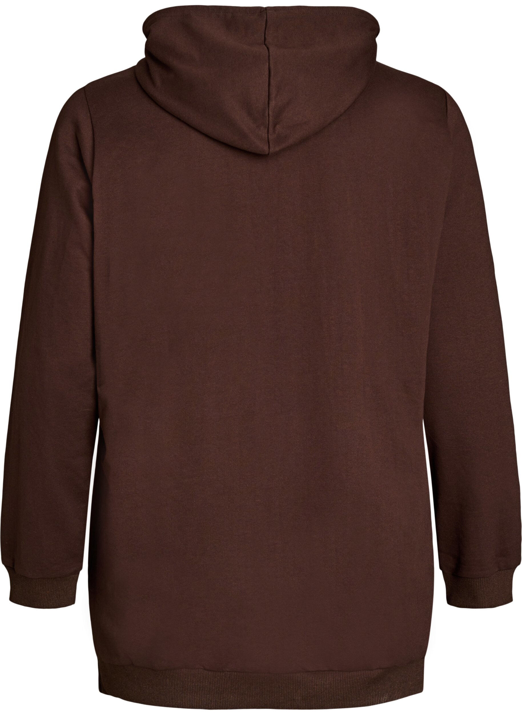 ZizziHoodie met een terry tekstmotief, Bruin, Packshot image number 1