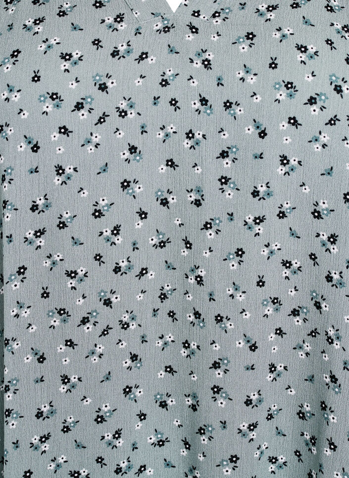 Tunic met bloemenprint en 3/4 mouwen, Groen, Packshot image number 2