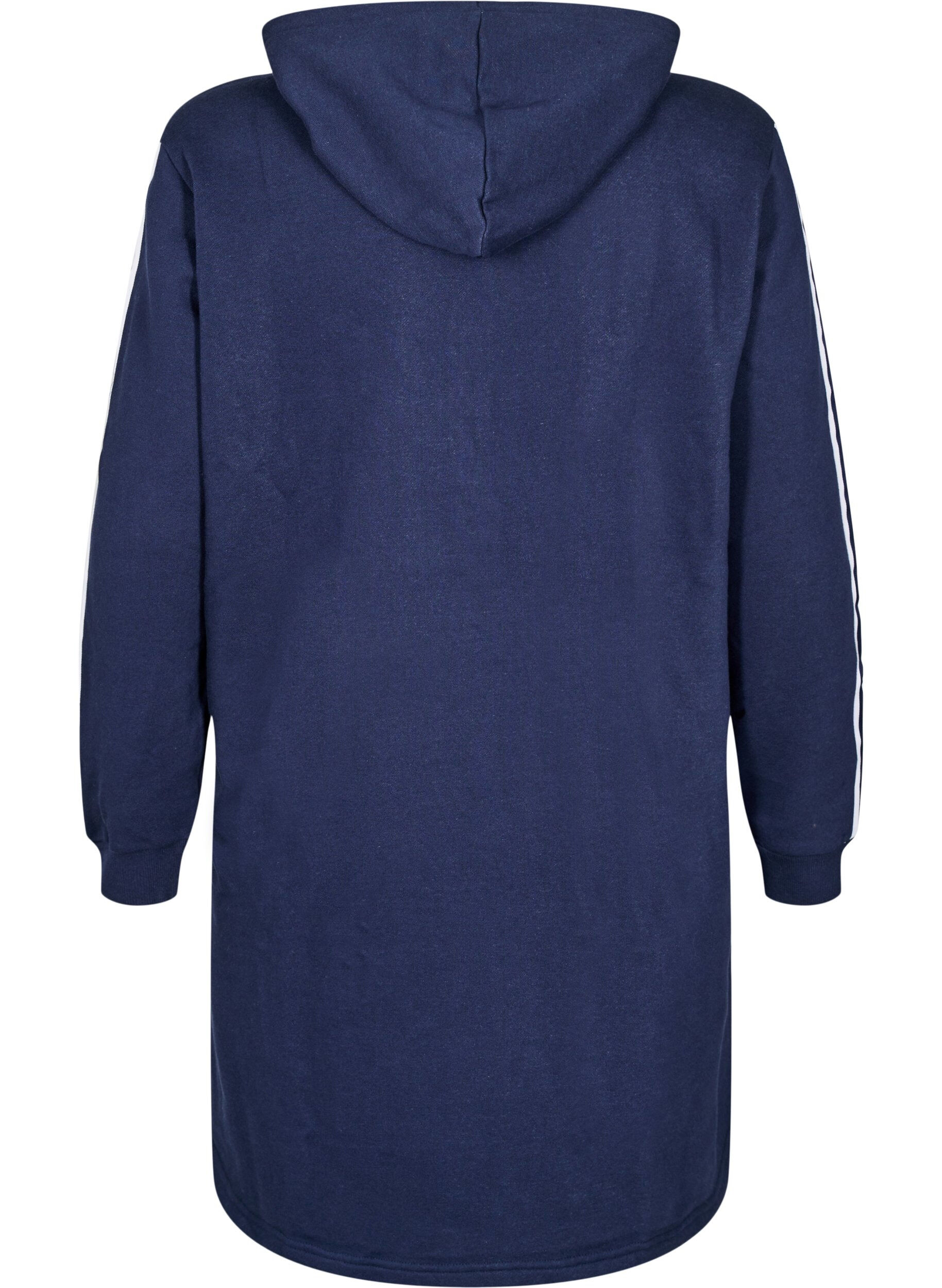 Zizzi Kort sweatshirt jurkje met capuchon en lange mouwen, Navy Blazer, Packshot image number 1