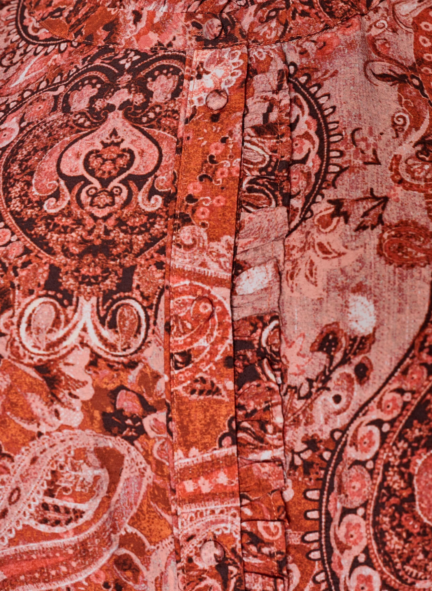 ZizziViscose blouse met paisleyprint en ruches, Oranje, Packshot image number 2
