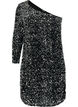 Korte one-shoulder jurk met pailletten, Black/Silver Sequins, Packshot image number 0