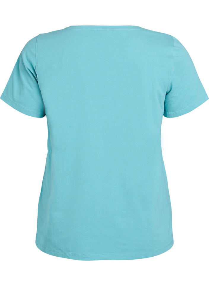 Basic t-shirt in effen kleur met katoen, Blauw, Packshot image number 1