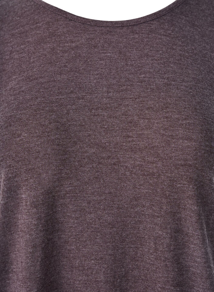 Jersey blouse met 3/4 mouwen, Bruin, Packshot image number 2