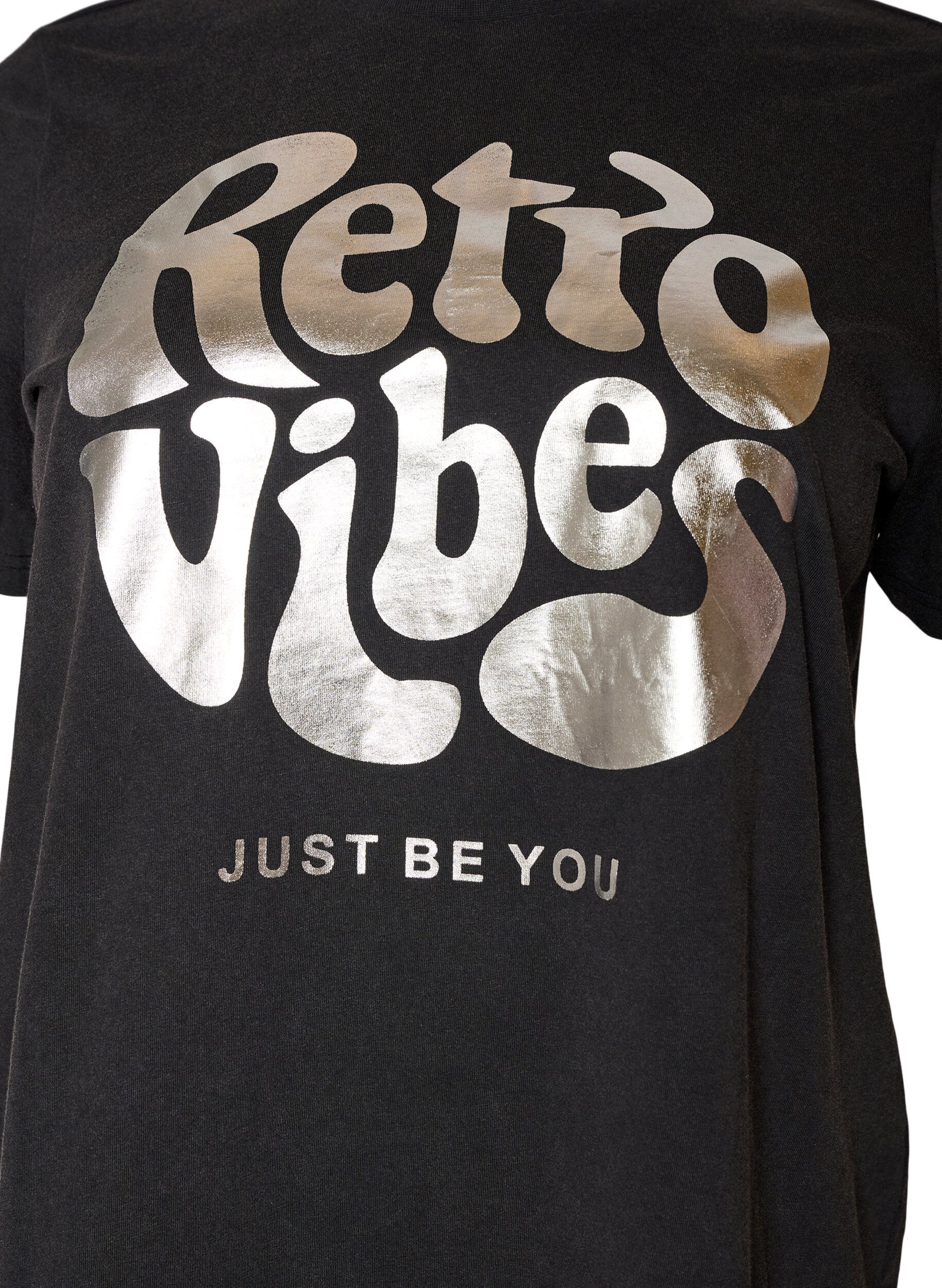 ZizziGrafisch T-shirt van biologisch katoen, Zwart, Packshot image number 2