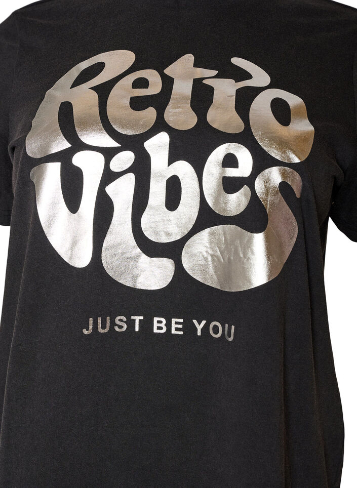 Grafisch T-shirt van biologisch katoen, Zwart, Packshot image number 2