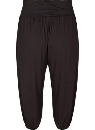 Losjes vallende capri broek met elastiek, Black, Packshot image number 1