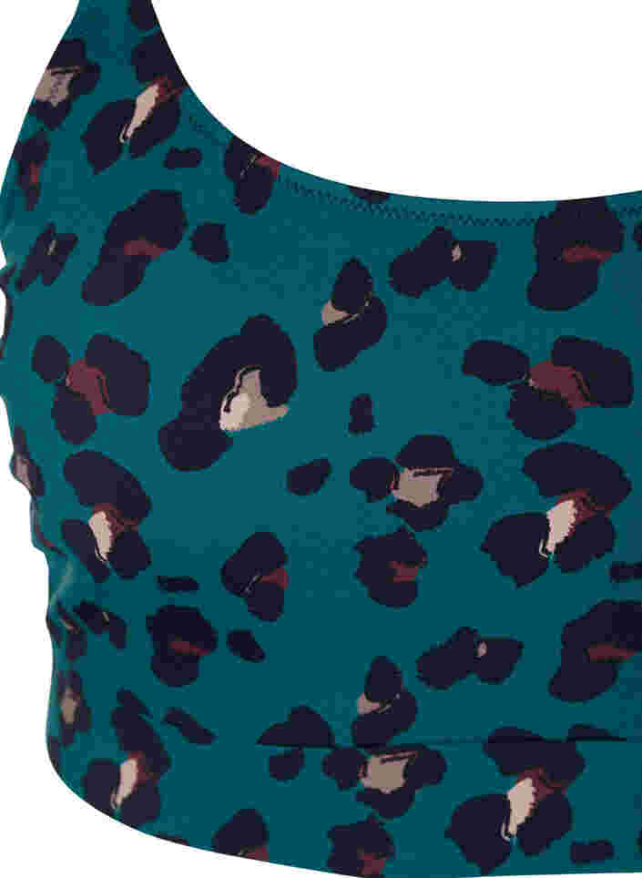 Bikini top met verstelbare schouderbandjes, Teal Leopard, Packshot image number 2