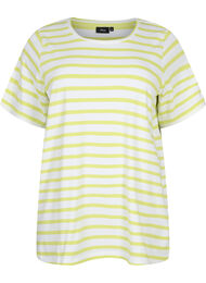 Gestreept T-shirt van biologisch katoen, Wild Lime Stripes