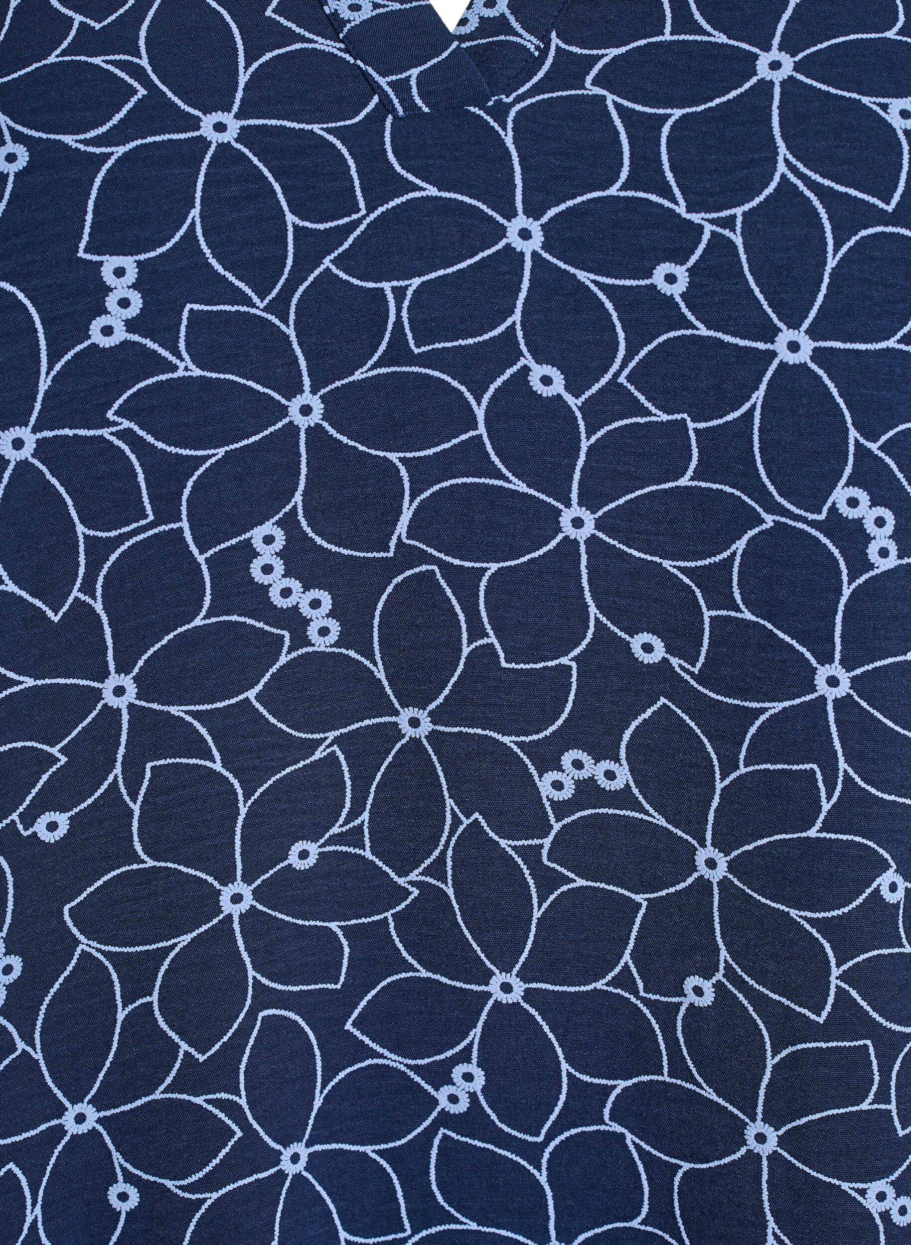 Zizzi Blouse met lange mouwen met bloemenborduursel, Blauw, Packshot image number 2