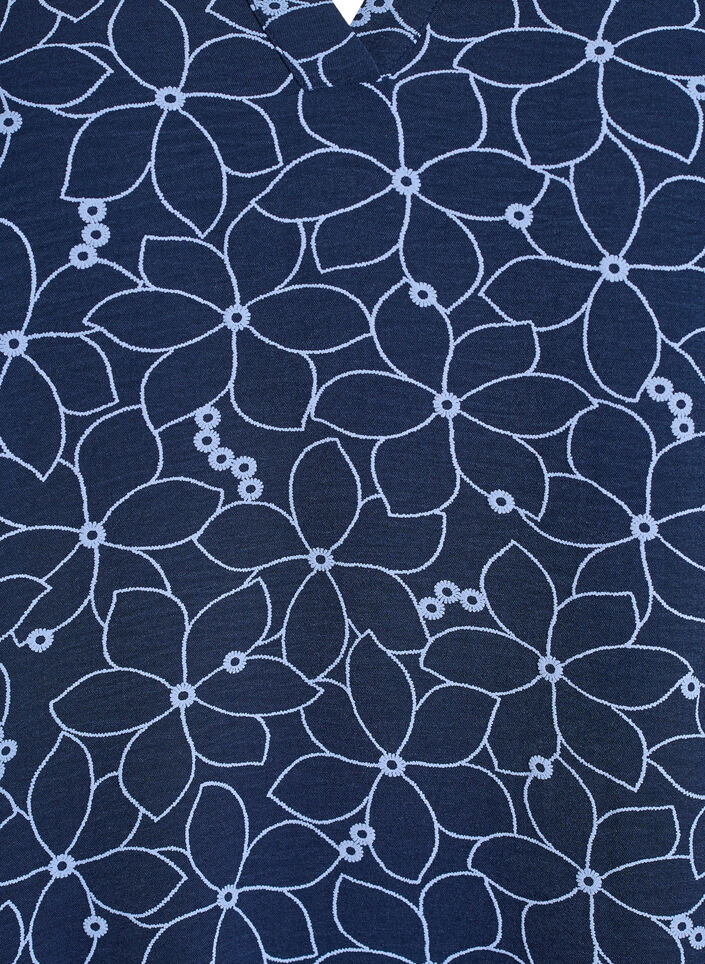 Blouse met lange mouwen met bloemenborduursel, Blauw, Packshot image number 2