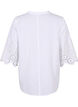 Overhemdblouse met broderie anglaise en 3/4 mouwen, Bright White, Packshot image number 1