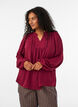 Blouse met V-hals en gehaakte sierband, Rood, Model image number 0