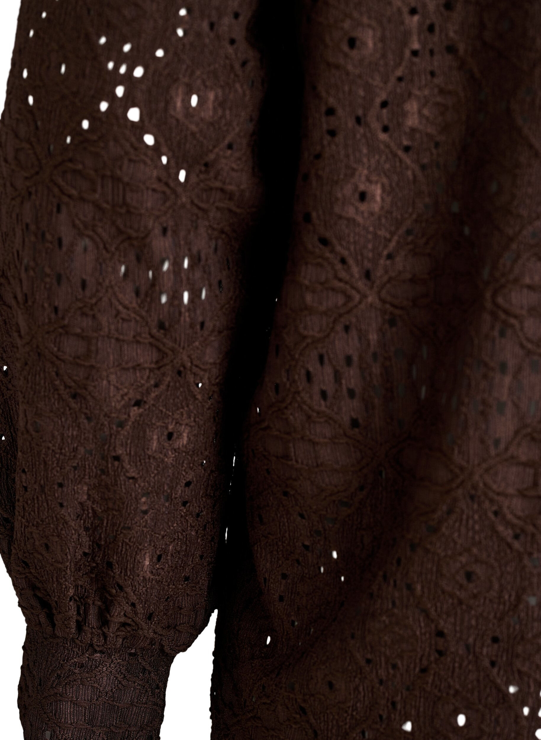 Zizzi Blouse met lange mouwen en opengewerkte borduursels, Bruin, Packshot image number 3