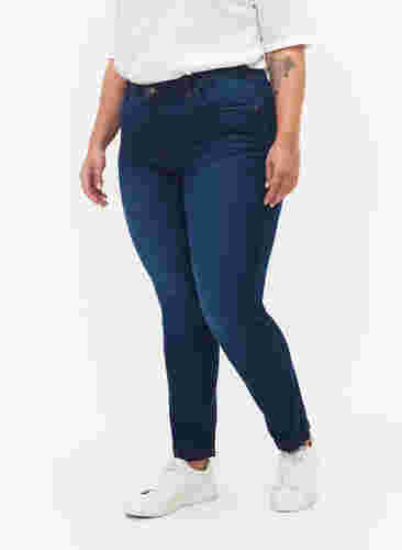 Slim fit Emily jeans met normale taille, Blue denim, Model image number 2