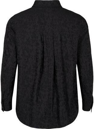 Viscose shirtjas met ton-sur-ton patroon, Black, Packshot image number 1