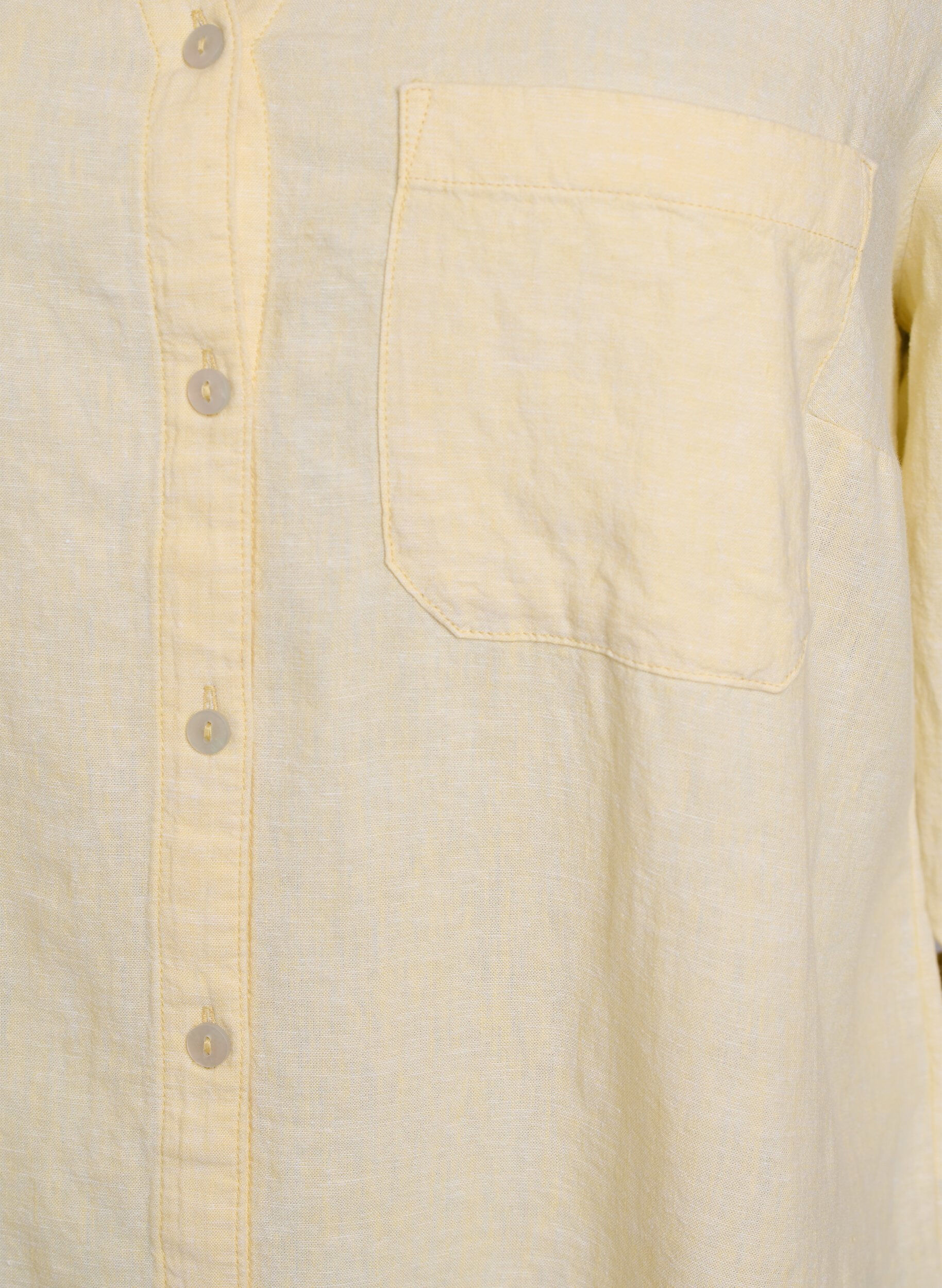 ZizziLinnen en viscose shirt met 3/4 mouwen, Geel, Packshot image number 2