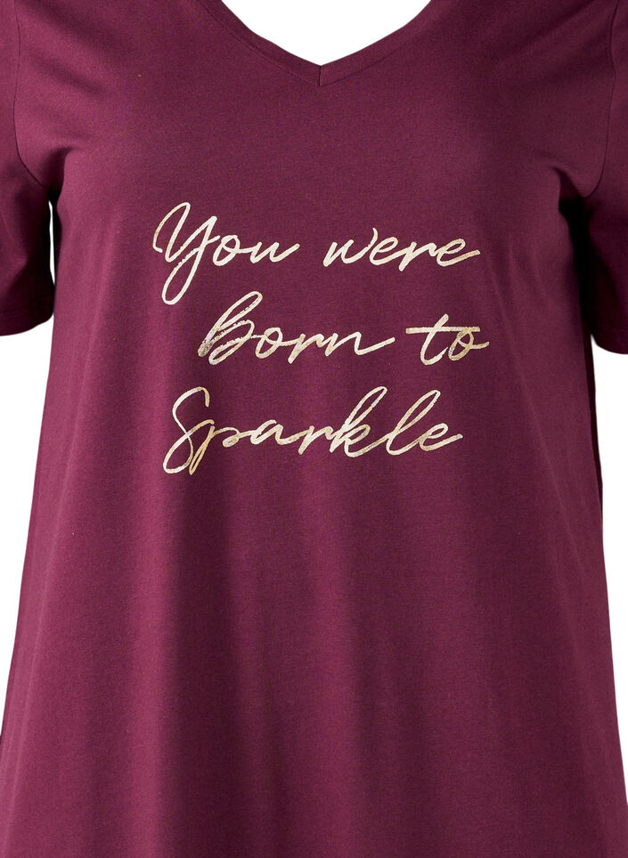 Nachtjapon van biologisch katoen met V-hals, Rood, Packshot image number 2