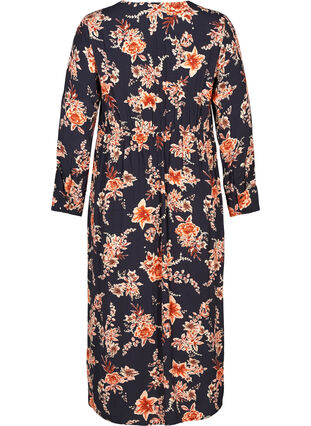 Viscose midi-jurk met bloemenprint, NS w. Red Flower, Packshot image number 1