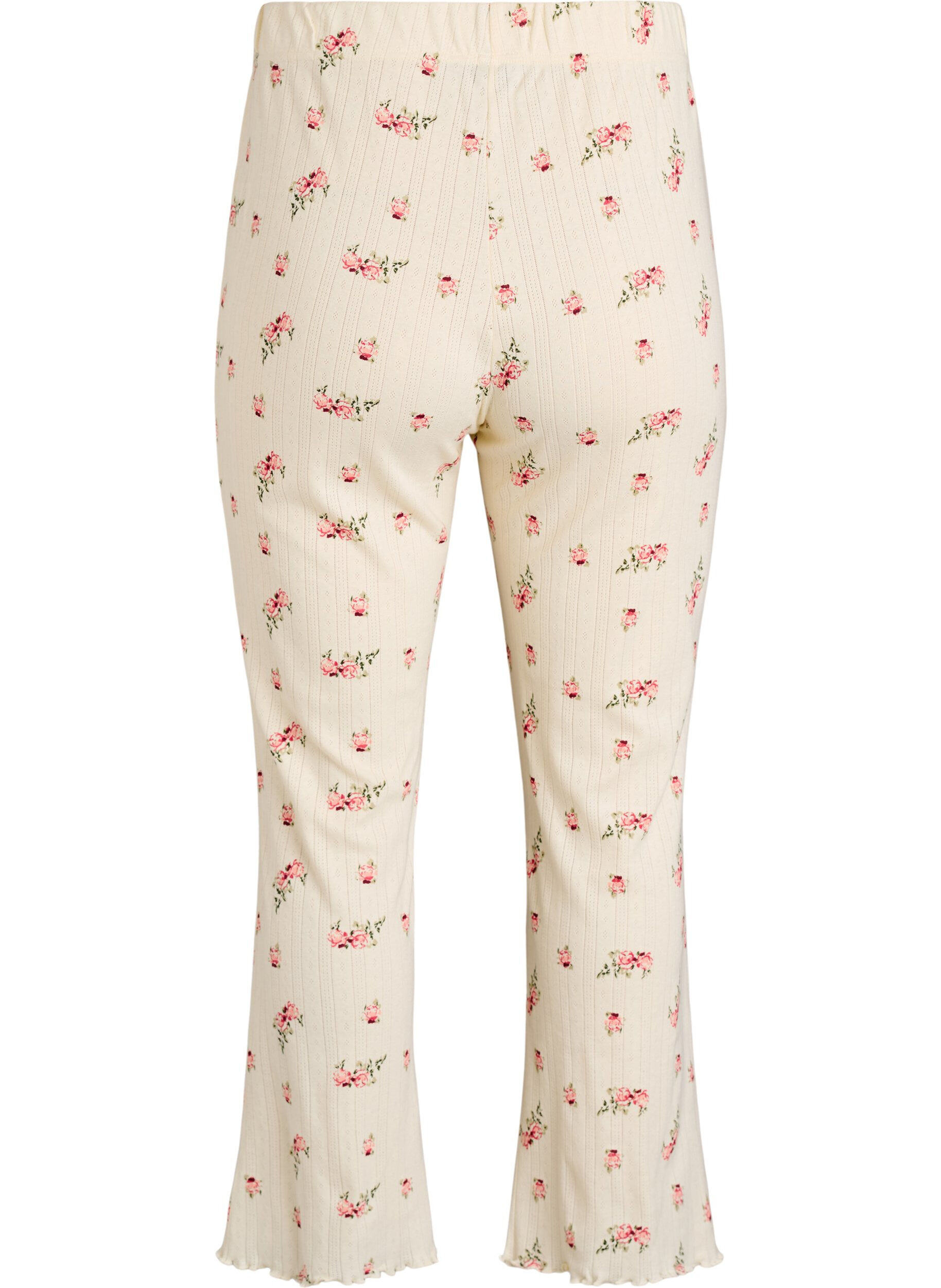 Zizzi Organische katoenen pyjamabroek met een structuurpatroon, Vanille, Packshot image number 1