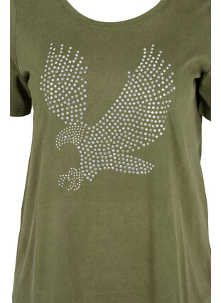 Katoenen t-shirt met acid wash en steentjes, Ivy Green Wash, Packshot image number 2