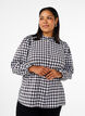 Geruite shirt blouse met ruchesdetails, Black/W. Gingham, Model image number 0
