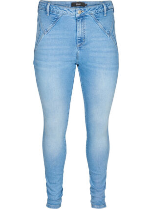 Super slim Amy jeans met opvallende stiksels, Light blue, Packshot image number 0