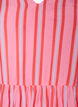 Gestreepte midijurk met empirelijn en ruches, Roze, Packshot image number 2