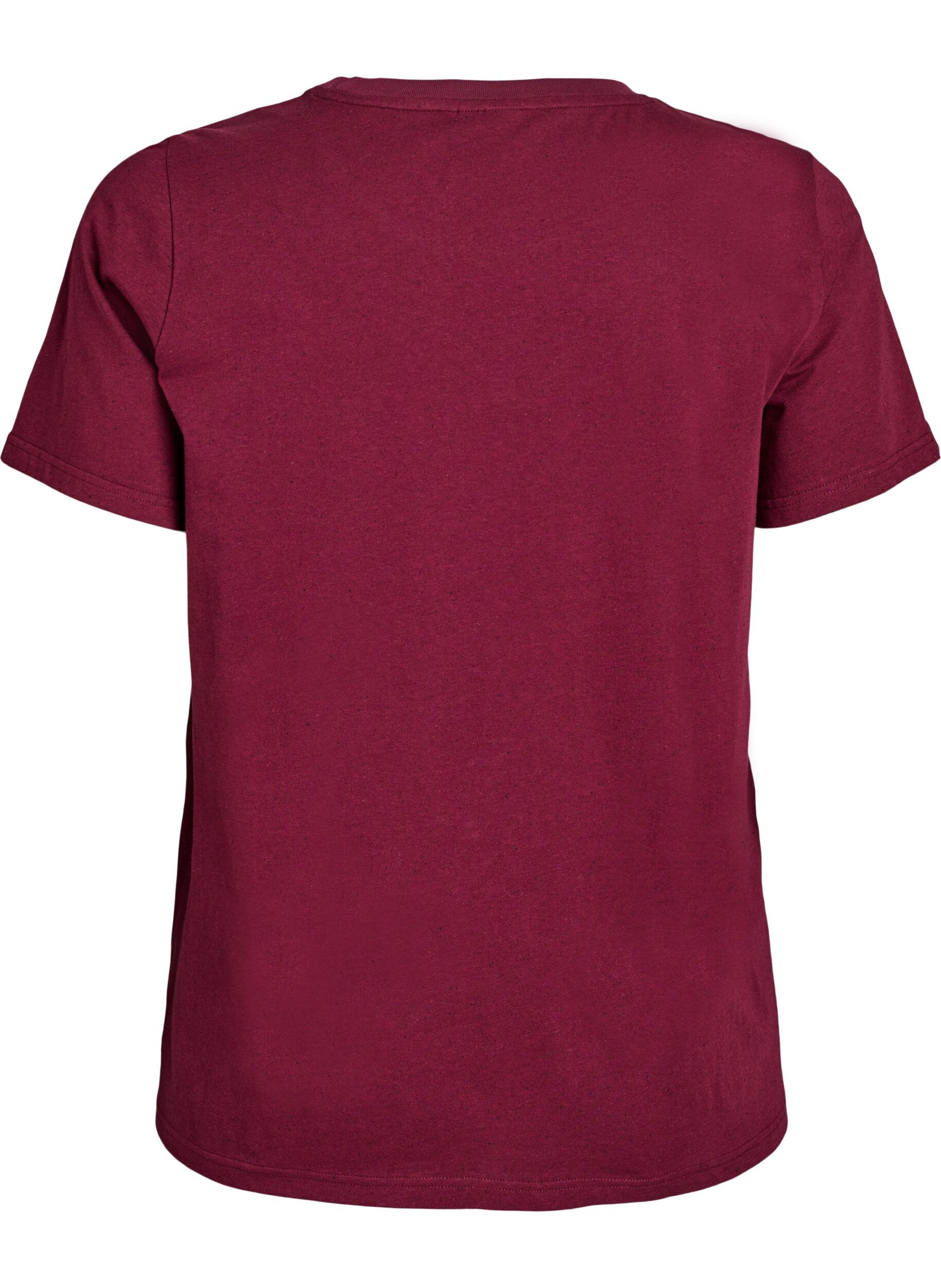 Zizzi Katoenen T-shirt met ronde hals, Donker Bordeaux, Packshot image number 1
