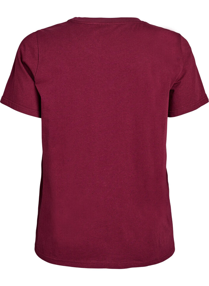 Katoenen T-shirt met ronde hals, Donker Bordeaux, Packshot image number 1