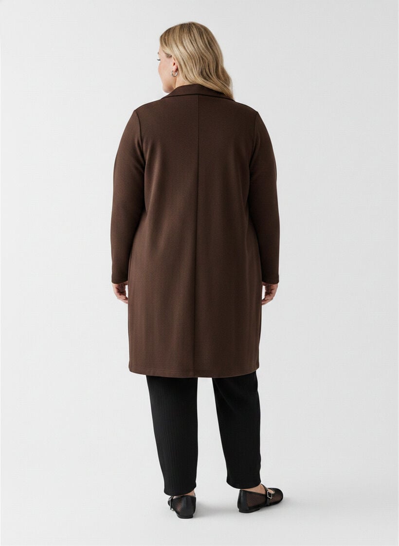 Lange jas met zakken, Bruin, Model image number 2