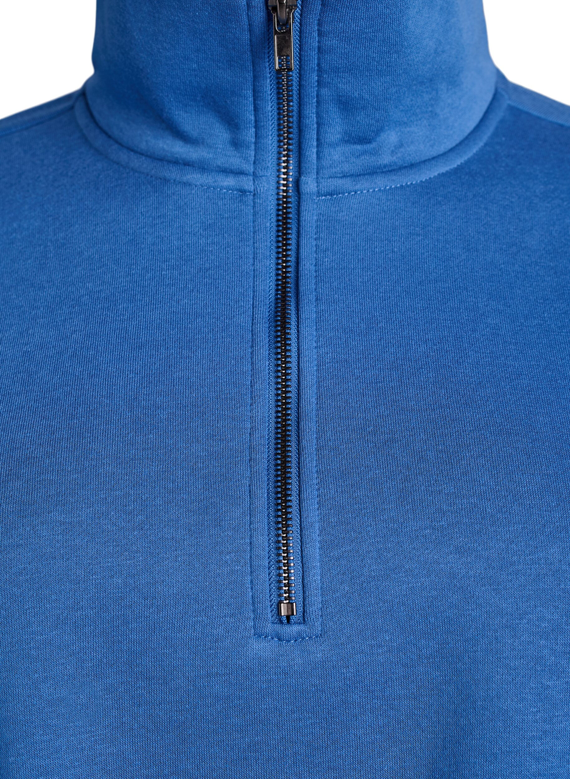 Zizzi Sweatshirt met hoge hals en ritssluiting, Blauw, Packshot image number 2