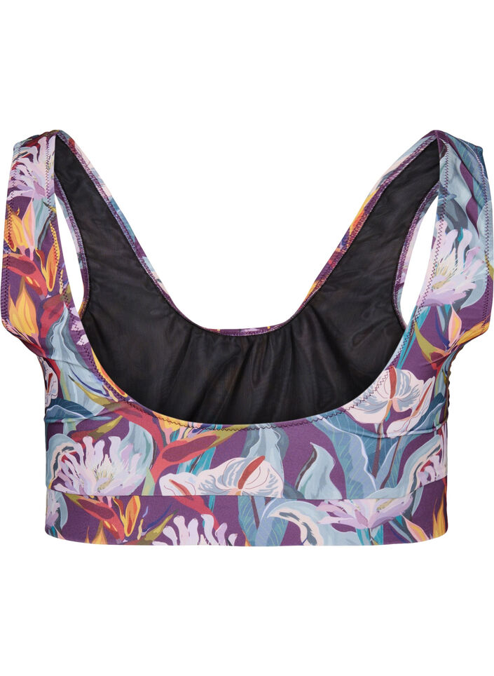Bikinitop met print en ronde hals, Deep Tropical Print, Packshot image number 1