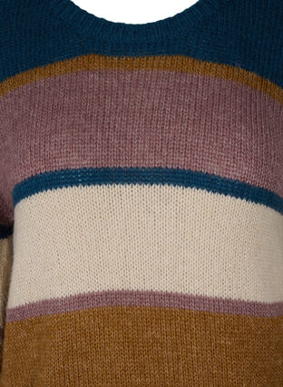 Gestreepte gebreide trui met wol en ronde hals, Rubber Stripe Comb, Packshot image number 2