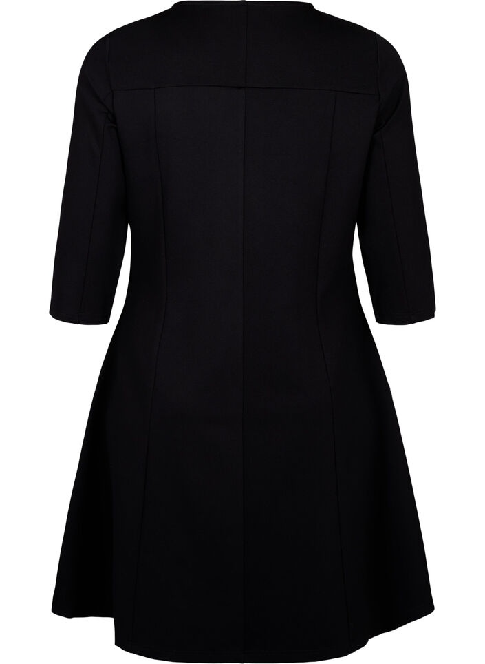 A-vorm jurk met 3/4-mouwen, Zwart, Packshot image number 1