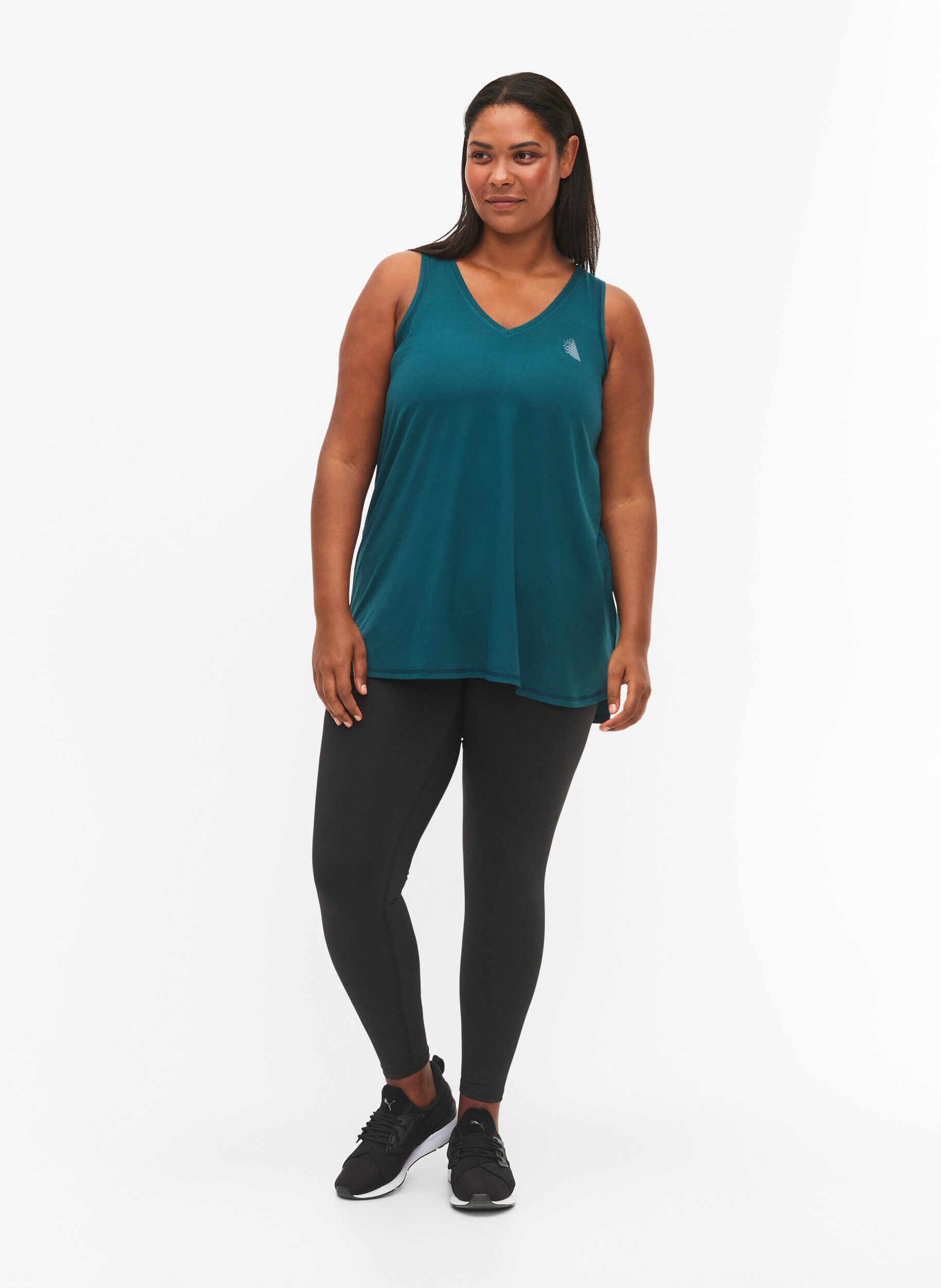 Zizzi Sporttop met v-hals, Groen, Model image number 1