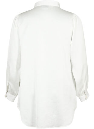 Lang shirt met parelknopen, Bright White, Packshot image number 1