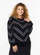 Gebreide trui met een ronde hals en glinstering, Black w.S.L.Stripes, Model image number 0