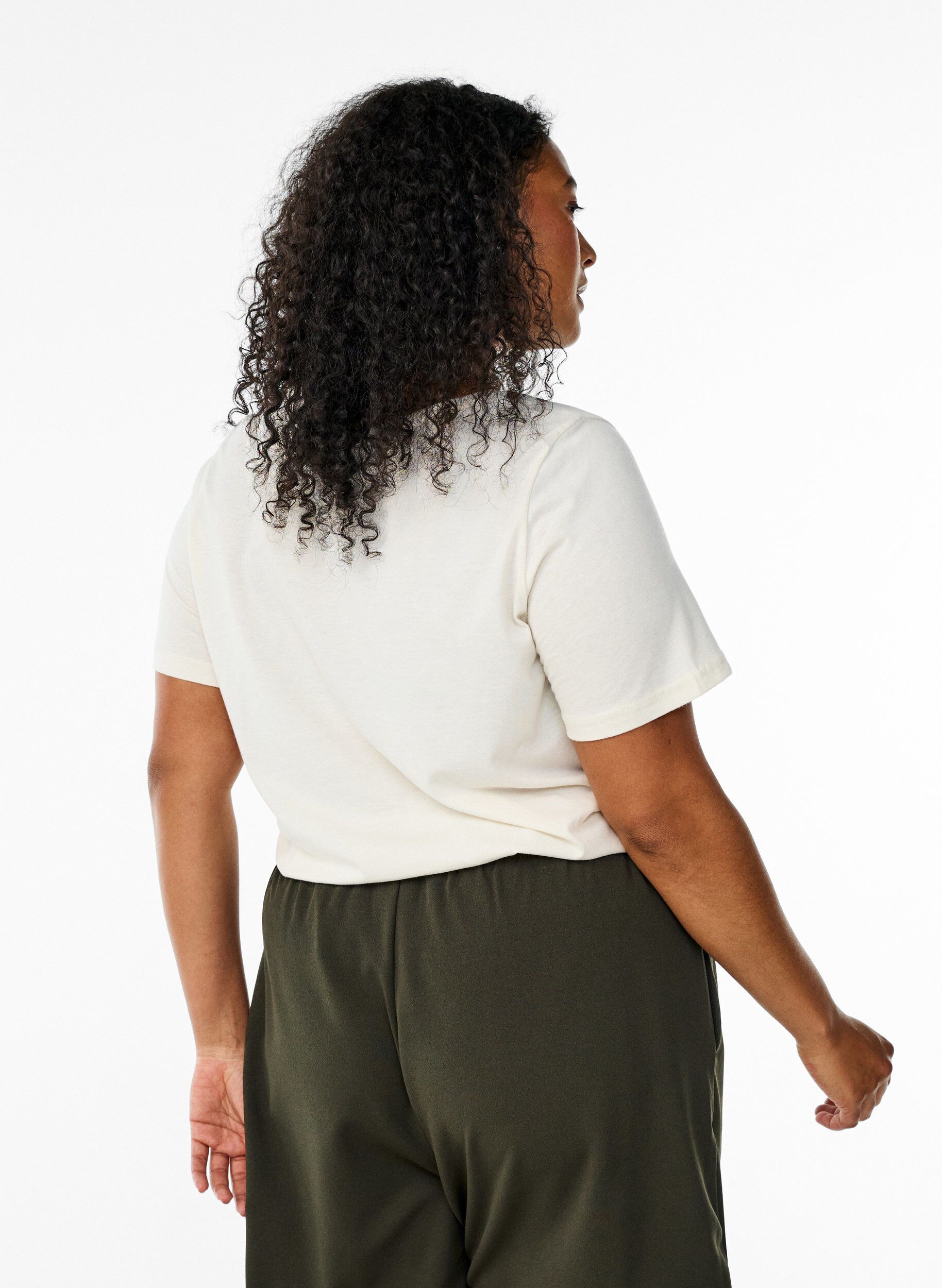 Zizzi FLASH - T-shirt met motief, Vanille, Model image number 2