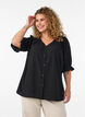 Shirtblouse met 1/2 mouwen, Zwart, Model image number 0