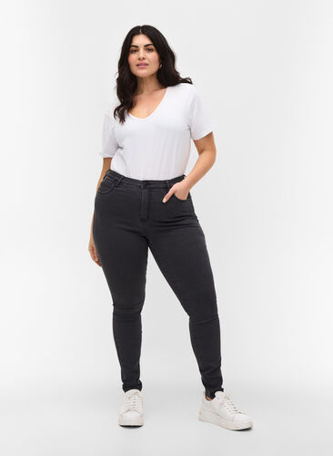 super slim fit Amy jeans met hoge taille, Grey Denim, Model image number 0